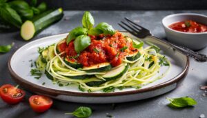 Espaguete de Abobrinha com Molho de Tomate