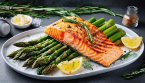 Salmão ao Forno com Aspargos